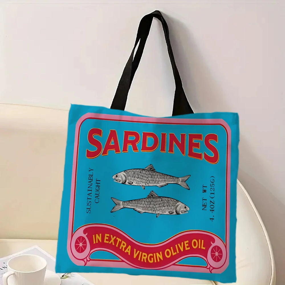 Colorful Sardines Printed Casual Handbag Reusable Fashion Tote Bag Polyester Bag