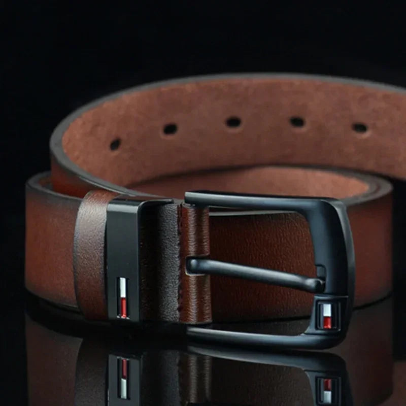 Brown3 PU Leather Men Belt Classic Alloy Buckle for Jeans, Punk Casual Waistband
