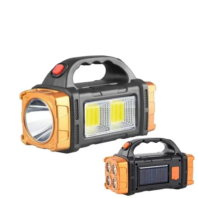 Powerful LED Flashlight, USB/Solar Rechargeable, COB Camping Torch & Power Bank