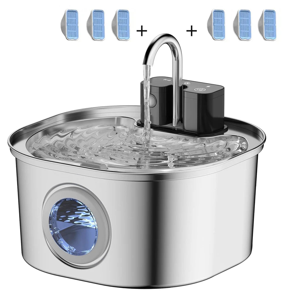 3.2L 5V USB Recharge Cat Water Fountain Automatic Sensor Stainless Steel Tank