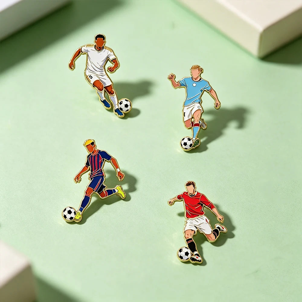 4/8 PCS 7th Football Player Enamel Brooch Goalkeeper Creative Design Sport Metal Badge Clothe Punk Lapel Pin Jewelry Friend Gift