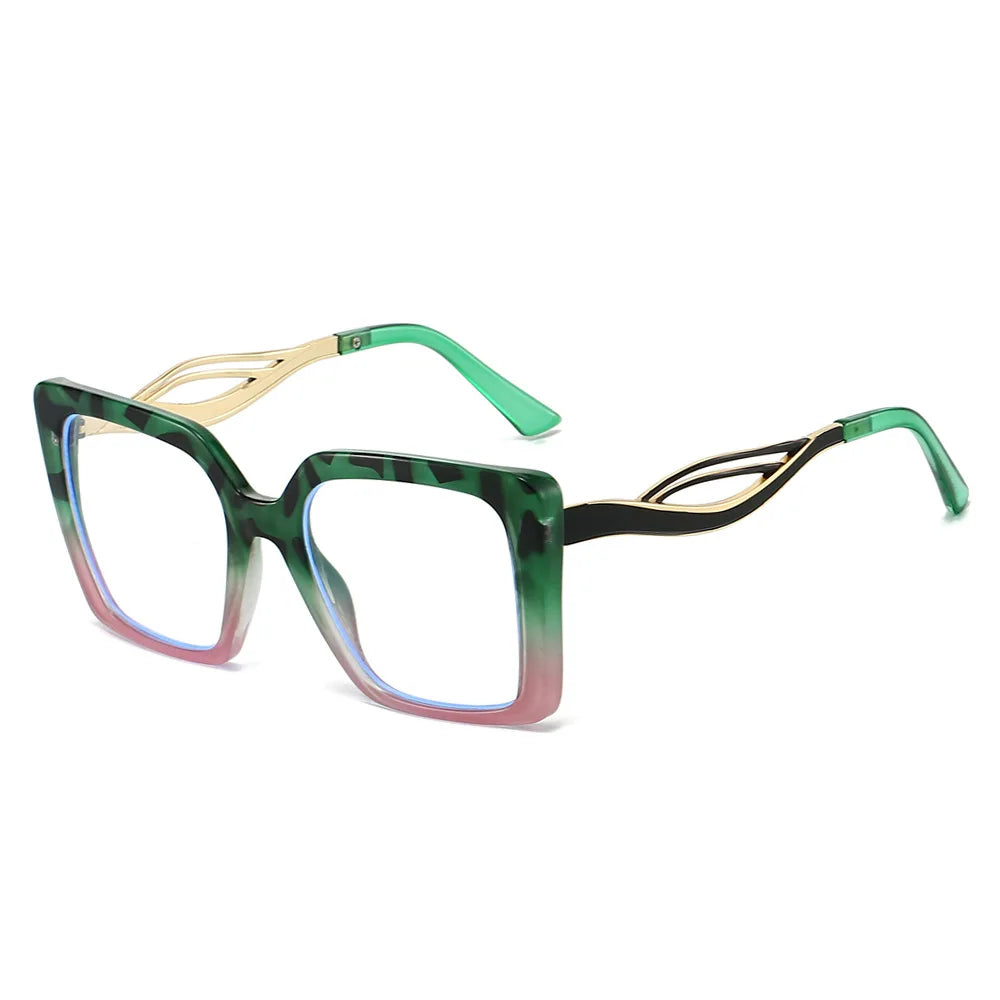 JNPCXI Retro Square Leopard Print Gradient Frame Women Sunglasses Ins Hollow Temple Design Men Casual Sun Glasses UV400