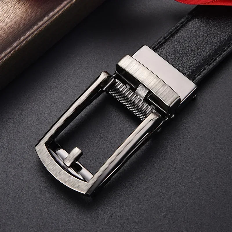 Men's Click Belt Business Luxury Designer Brand Black Leather Belts for Jeans