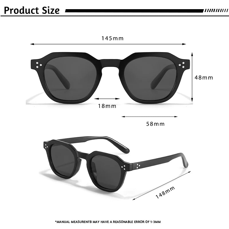 CATERSIDE Retro Polarized Sunglasses Men Acetate Temple / TR Frame Polygon Women Sun Glasses High Quality Travel UV400 Eyewear