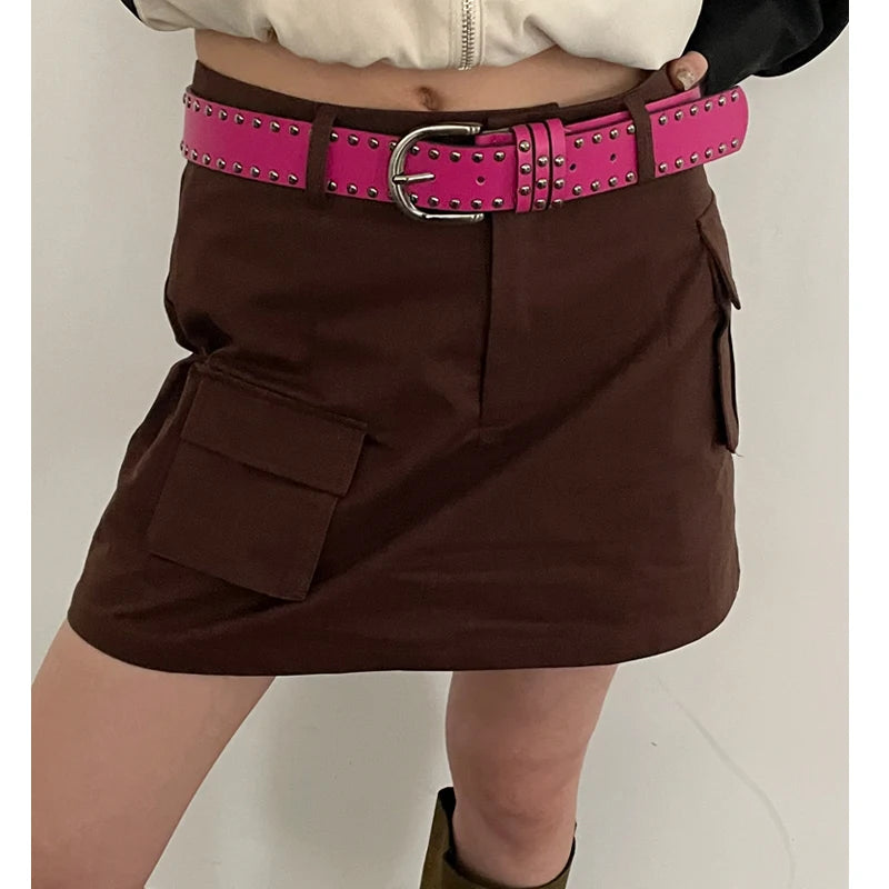 2024 New Belt Women's Jeans tie-in Ladies' belt fashion personality Rivet Belt senior black fashion