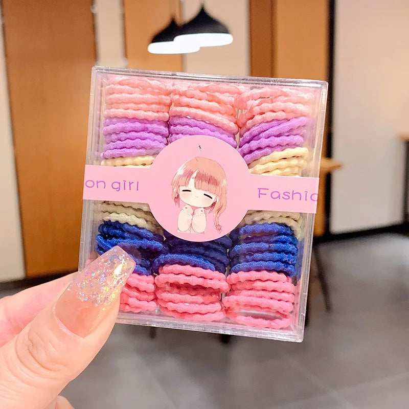90pcs/set Korean Style Candy Color Hair Rope for Kids High Stretch Hair Tie Fashion Girl Scrunchies