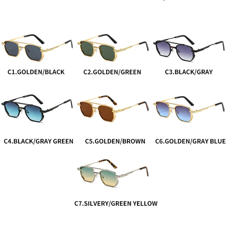 JNPCXI New Vintage Double Bridges Pilot Women Sunglasses Metal Frame Gradient Shades UV400 Men Trending Sun Glasses