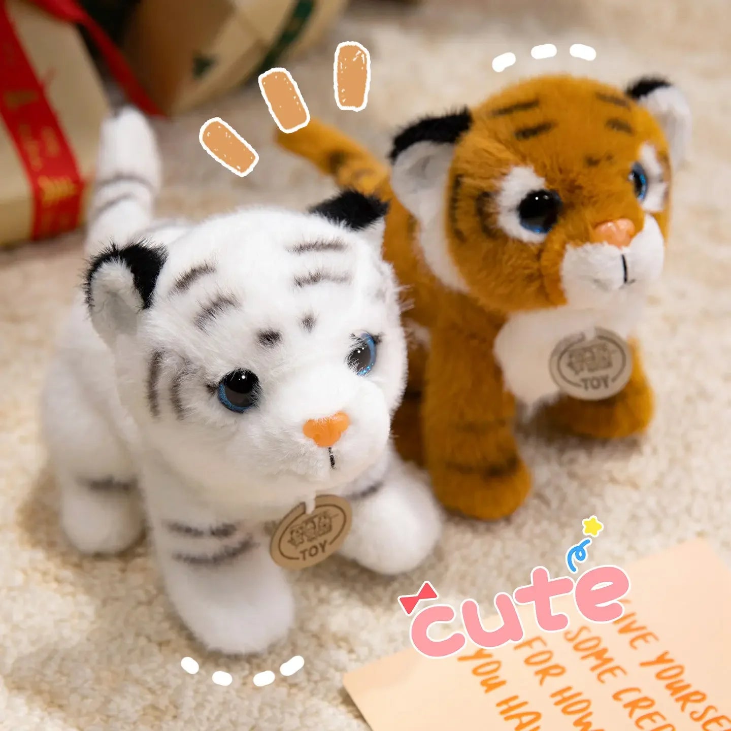 Cute High Quality Standing Animals Red Panda Raccoon Soft Plush Dolls Stuffed Realistic  Tiger Plushie  Birthday  Christmas Gift