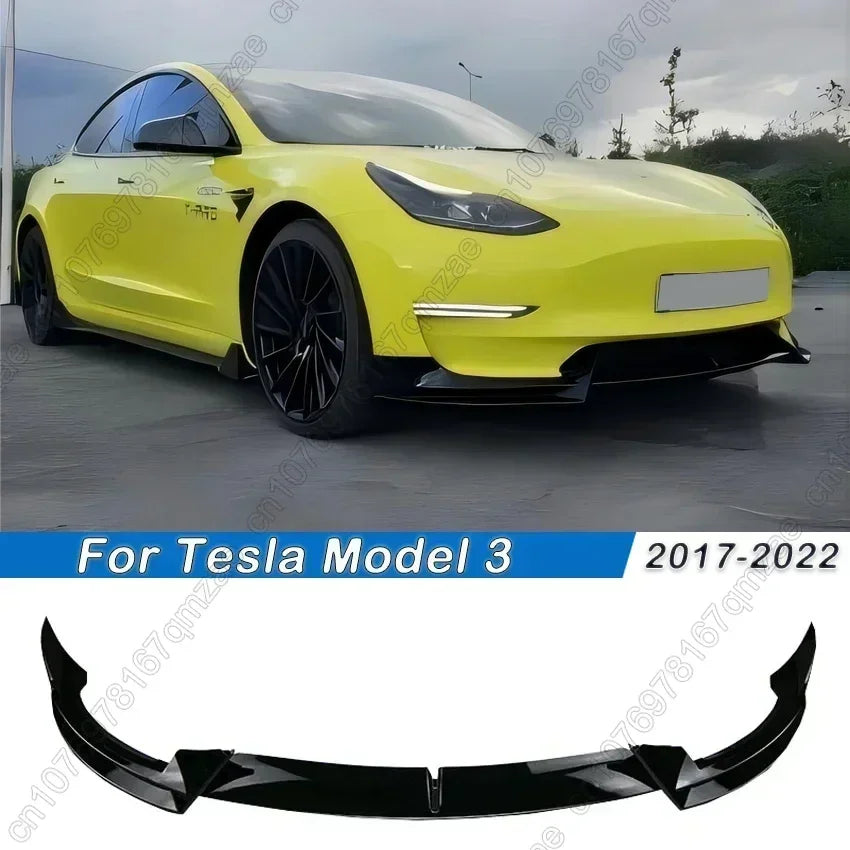For Tesla Model 3 2017 2018 2019 2020 2021 2022 Car Front Bumper Lip Spoiler Splitter Diffuser Trim BodyKit Accessories Black