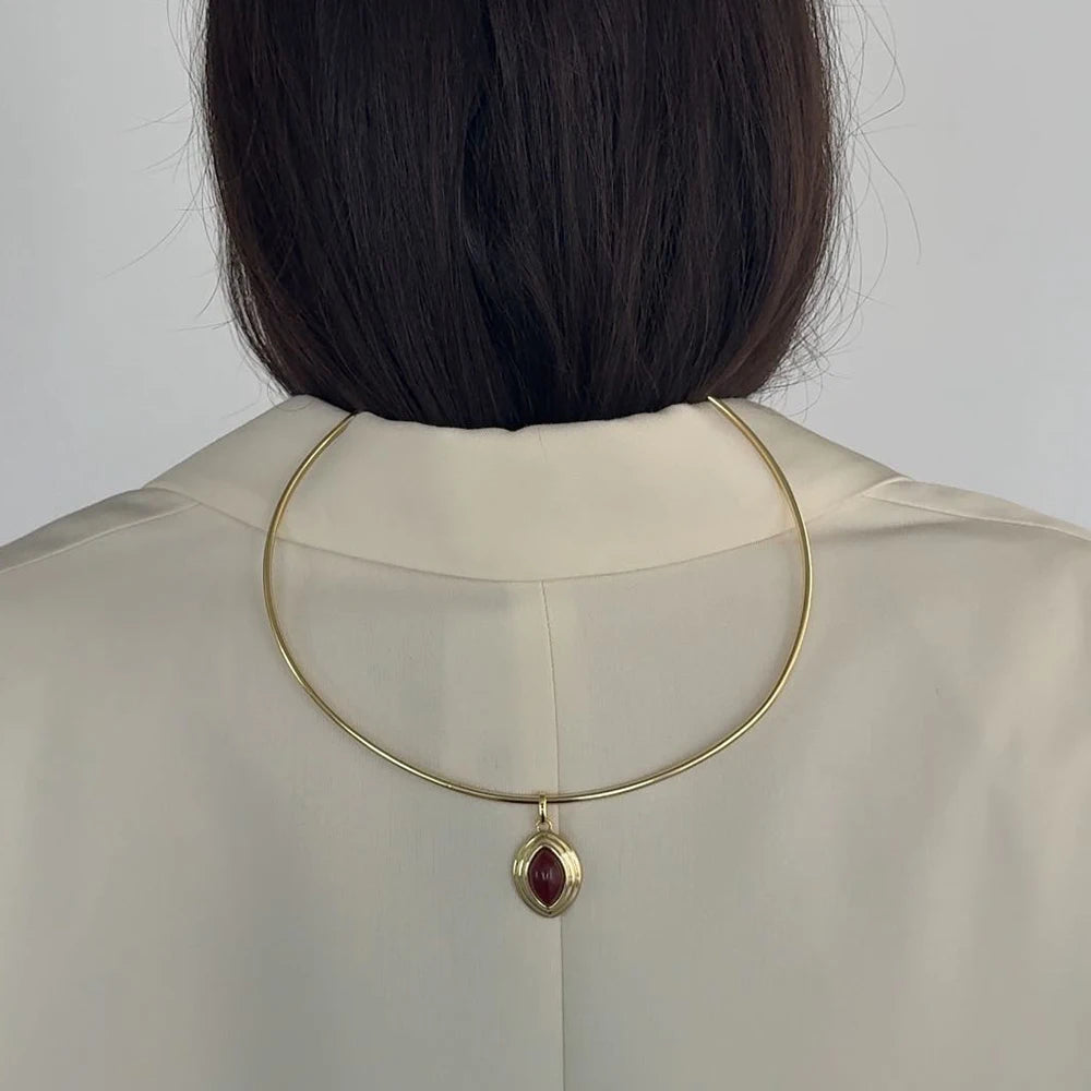 Uworld Minimalist 18K Gold Color Plated Stainless Steel Smooth Plain Ring Necklace Pendant Interchangeable Necklace Women's Jewe