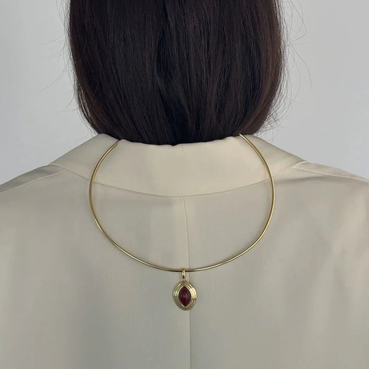 Uworld Minimalist 18K Gold Color Plated Stainless Steel Smooth Plain Ring Necklace Pendant Interchangeable Necklace Women's Jewe