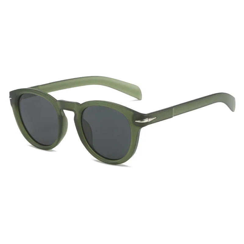 JNPCXI Retro Round Men Polarized Sunglasses Shades UV400 Fashion Brand Designer Matte Blue Women Rivets Sun Glasses
