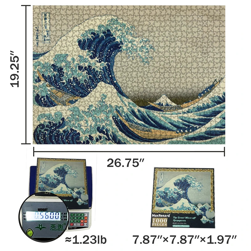 MaxRenard Adults 1000 Piece Difficult Jigsaw Puzzles 50*70cm The Great Wave Off Kanagawa Environmental Theme Series