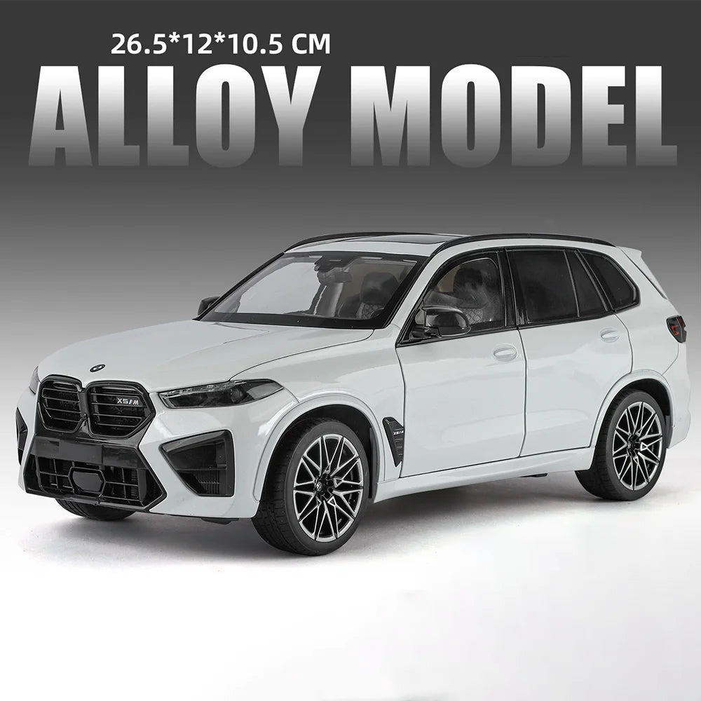 1:18 M3 CS LCI X5M Diecast Model Alloy Toys Car Doors Opened Front Wheel Steering Folding Rearview Mirror Cars Desktop Ornaments