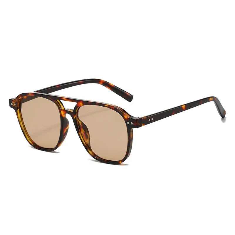 JNPCXI Retro Rivets Double Bridges Men Sunglasses Fashion Women Luxury Shades UV400 Green Sun Glasses
