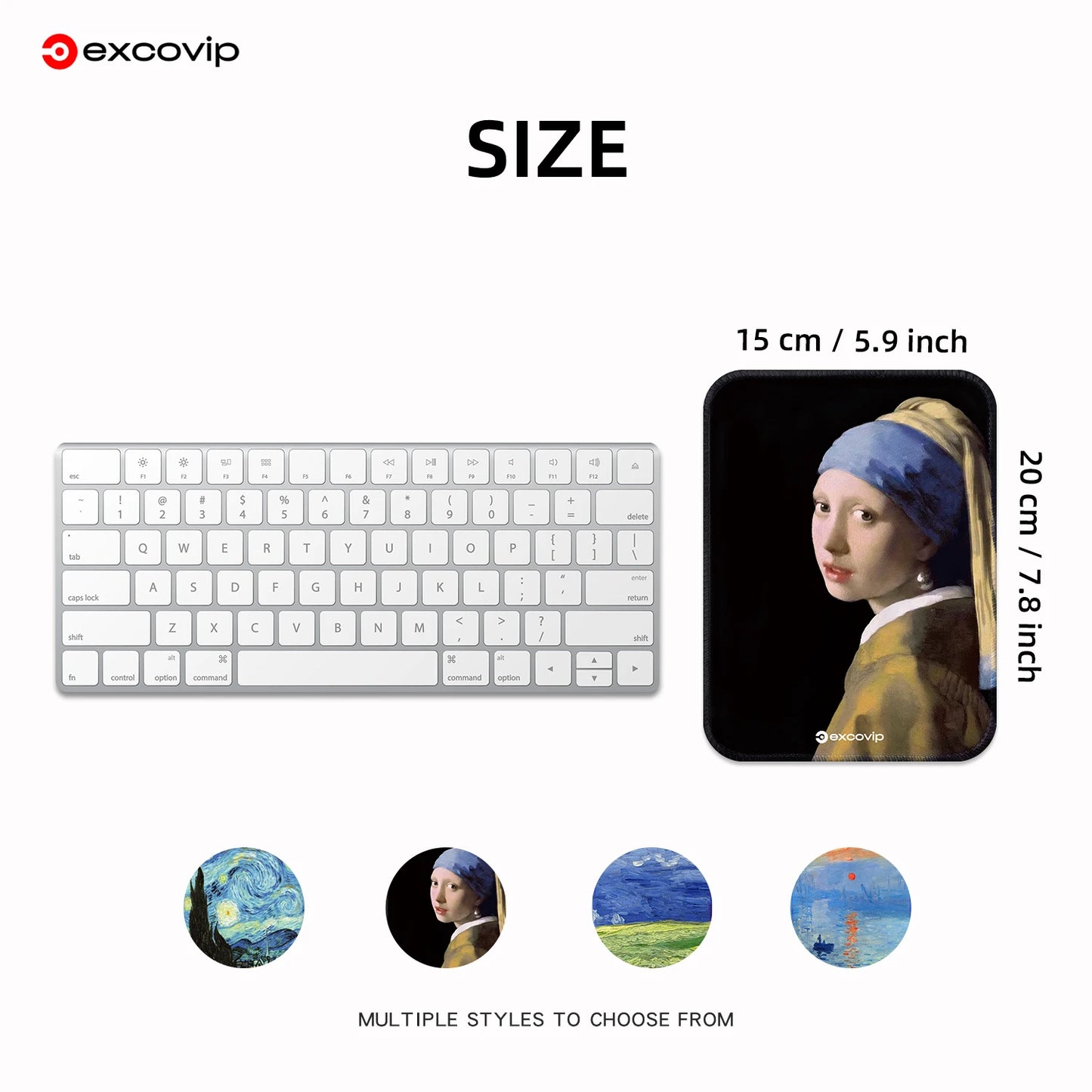 EXCO Mini Famous Painting Mouse Pad Office Small Mouse with Stitched Edge Non-Slip Rubber Base for Home Laptop Computer Portable