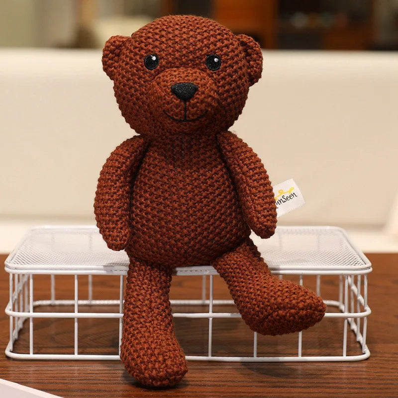 Cute Knitted Cartoon Animal Toy Stuffed Cow Cattle Fox Dinosaur Whale Shark Sitting Standing Small Appeasing Gift