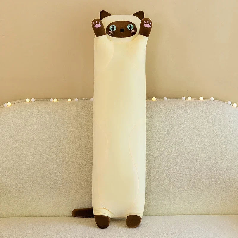 50~110cm Squishy Cat Long Doll Plush Toy Stuffed Cartoon Animal Kitten Baby Sleeping Hug Pillow Comforting Birthday Gift For Kid