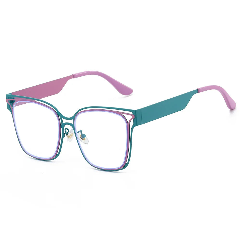 JNPCXI New Square Follow Oversized Fashion Glasses For Women Trendy Double Color Frame Clear Lens Computer Ladies Eyewear