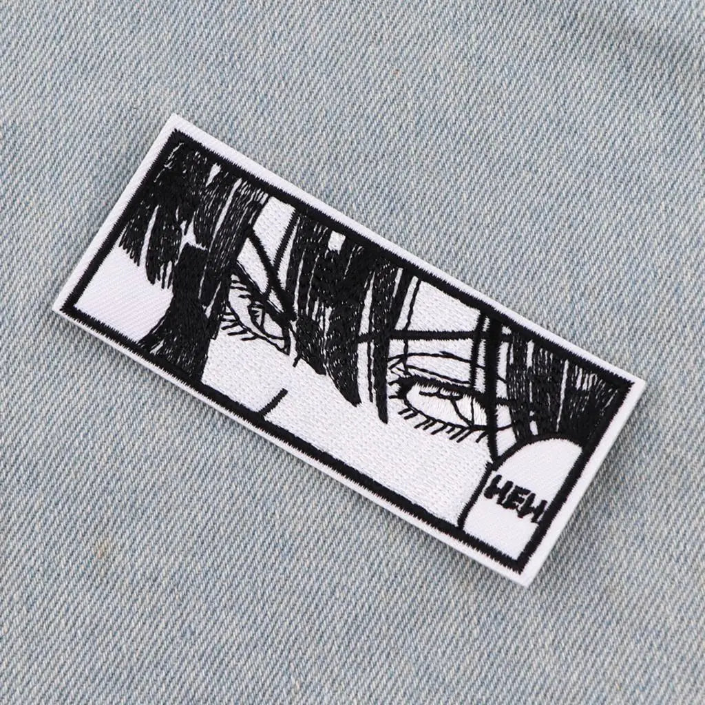 Manga Girl Embroidered Patches for Clothing Anime Eye Cool Patches on Clothes Stickers Iron on Patches Stripes Diy Appliques