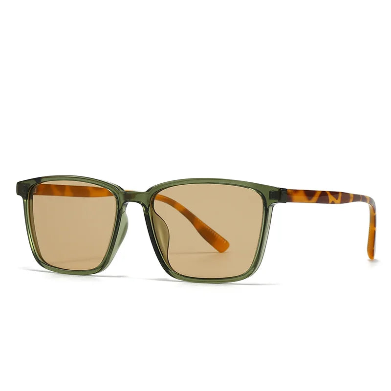 JNPCXI New Fashion Square Sunglasses Women Shades UV400 Green Leopard Retro Rivets Men Trending Sun Glasses Shades UV400