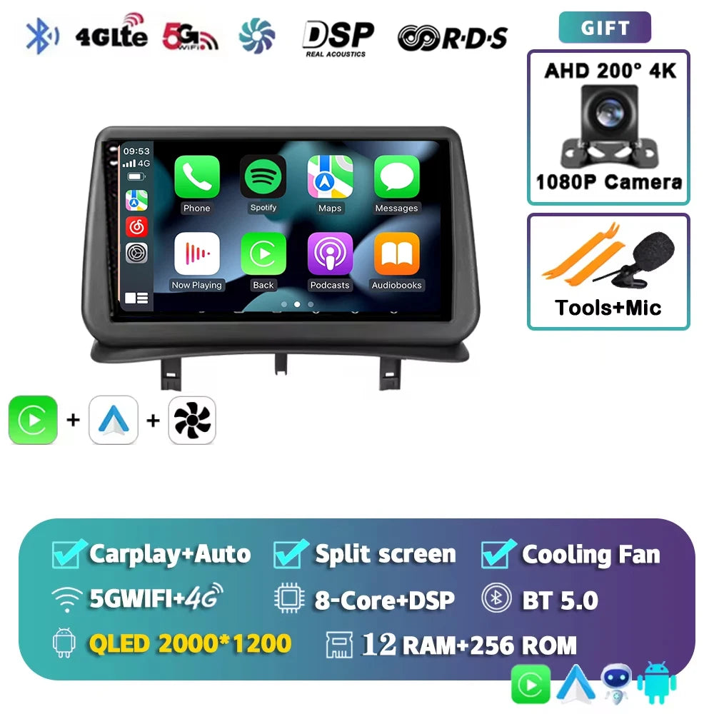 Android 15 Car Radio for Renault Clio 3 2005-2014 Wireless CarPlay Android Auto 4G Multimedia Player Navigation GPS 2din Autorad