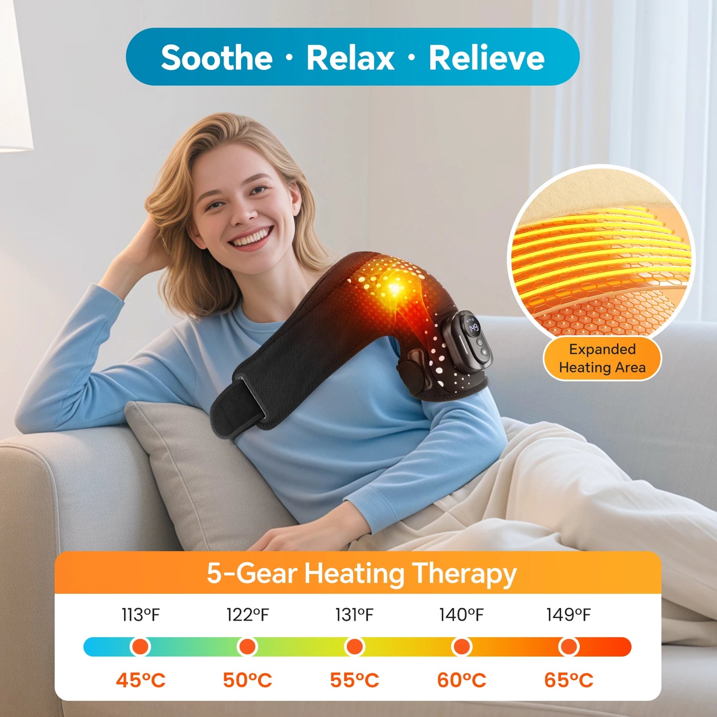 Shoulder Massager with Remote Control ,Cordless Heating, 4 Motors Vibration Massage,Timer Hot Compress Shoulder Pad Muscle Relax