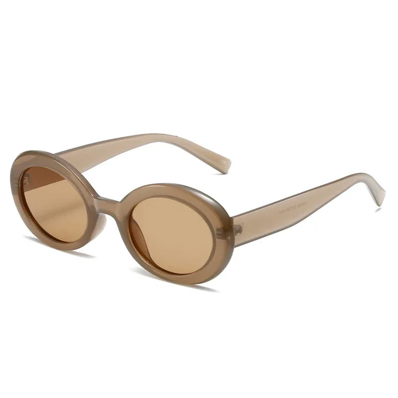 JNPCXI Oval Jelly Color Women Sunglasses Fashion Black Light Tea Shades UV400 Men Trending Gradient Sun Glasses