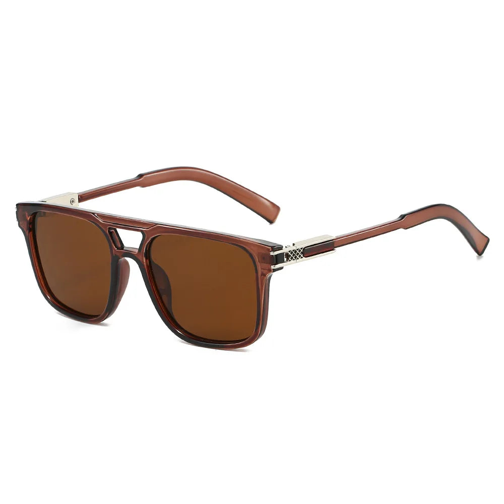 JNPCXI New Double Bridges Square Sunglasses Women Gradient Black Leopard Shades Men Sun Glasses UV400