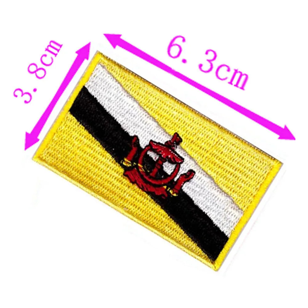 Brunei Country Flag Embroidery Patch 6.3cm Wide Iron On Sew On Backing