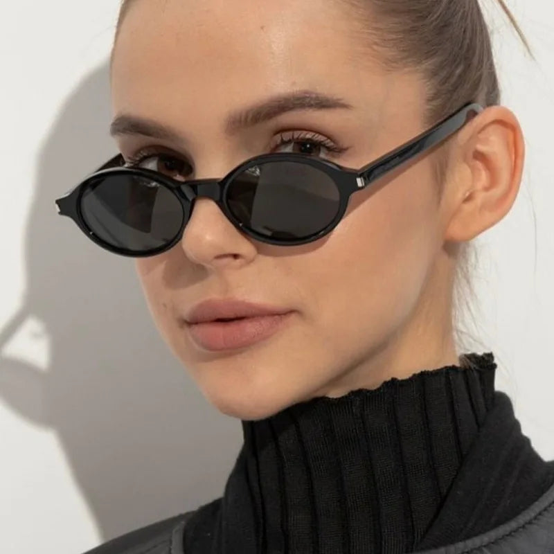 JNPCXI New Fashion Small Oval Sunglasses Women Shades UV400 Retro Punk Men Red Sun Glasses