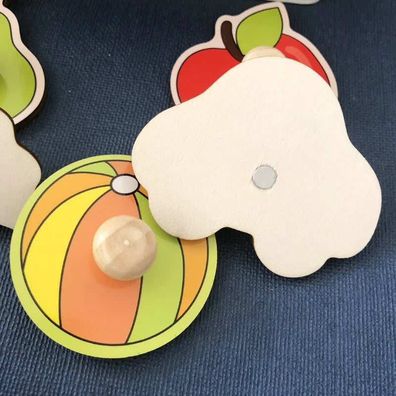 Fruit Style Hand-held Puzzle Board Children's Montessori Early Education Cognitive and Intellectual Toys Shape Matching Baby
