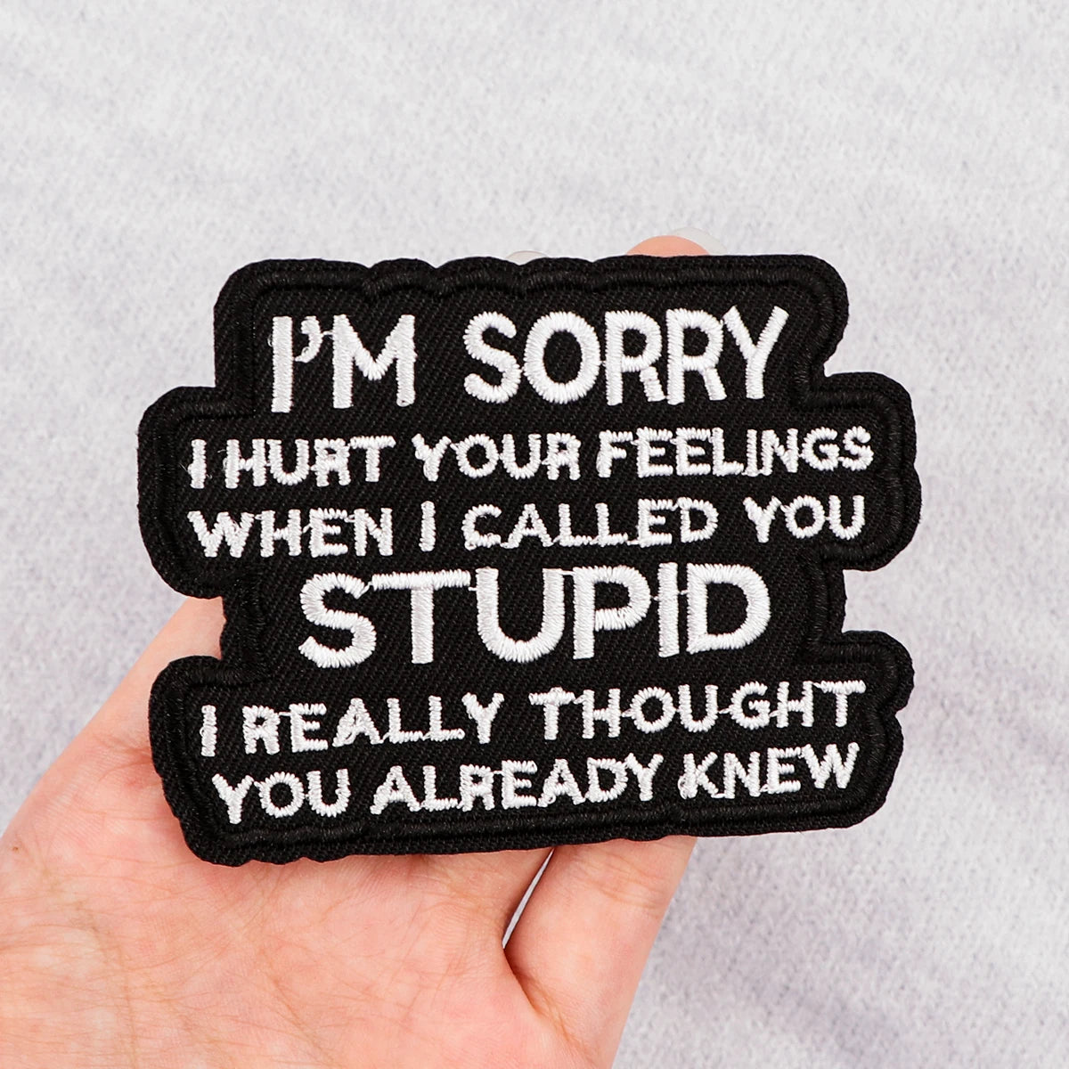 Letters Black Embroidery Patch Funny Quotes Iron On Patches For Clothing Thermoadhesive Patches On Clothes DIY Sew Badges