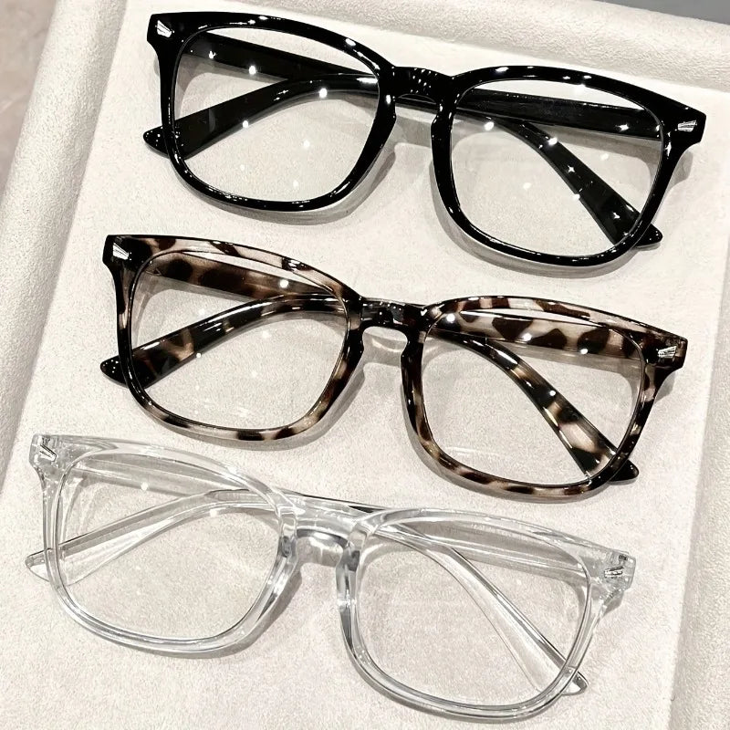 3 Pairs of Men's and Women's Universal Y2K Basic Square Small Frame Simple and Fashionable Ordinary Decorative Glasses