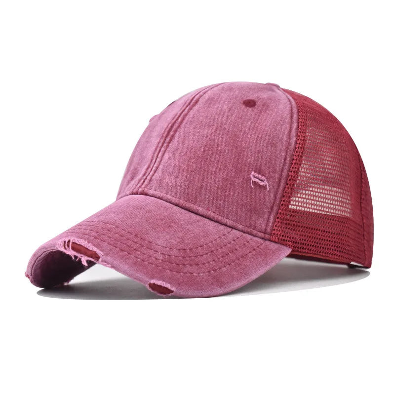 Washed Cotton Mesh Breathable Baseball Cap Old Ripped Board Caps Men Women Hats