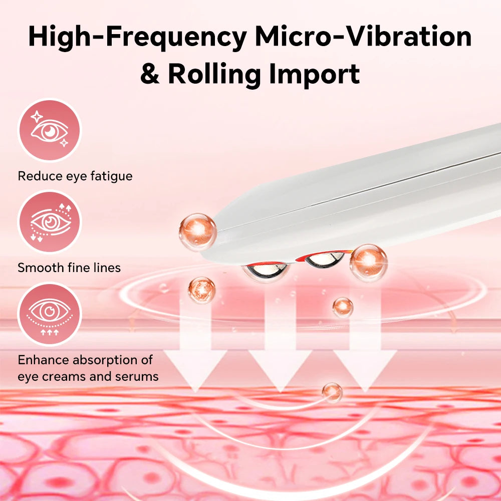 Skin-Sensor Vibration Facial Eye Massager 3 Ice-Cooling Roller Balls For Face Eyes Chin Vibration Lift Tightening Skin Tool