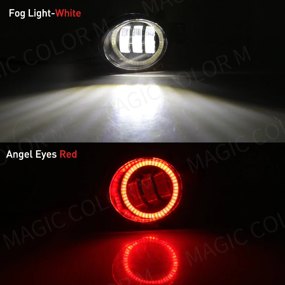 2 X Angel Eye Fog Light Assembly For Nissan X-Trail Rogue T32 2014 2015 2016 Car LED Lens Fog Daytime Running Lamp DRL H11 12V