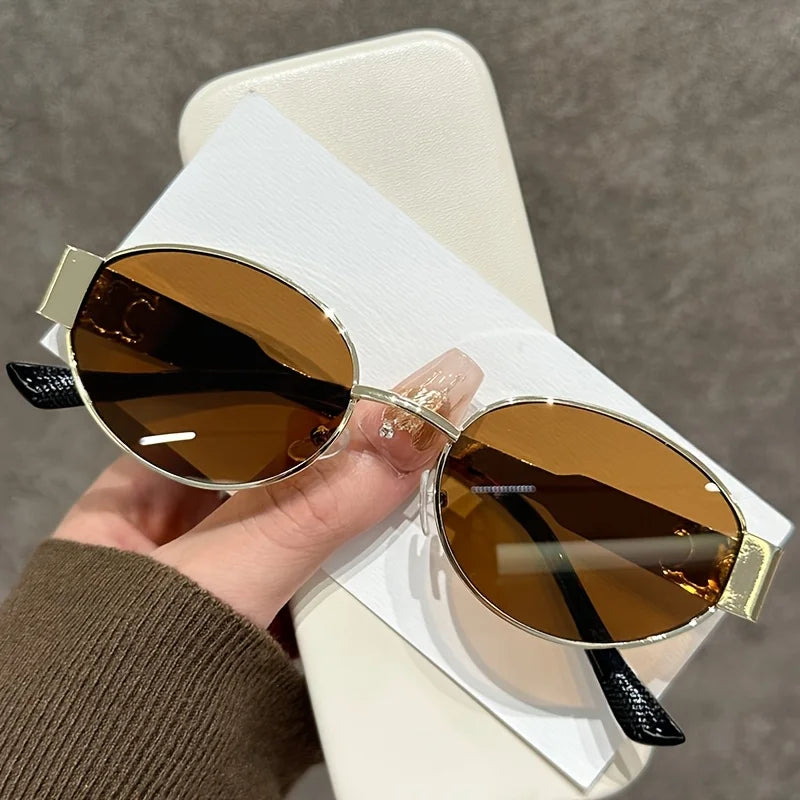 Fashion Trendy New Glasses Retro Oval Frame Stylish Unisex Suitable for Daily Commuting Street Style Decorative