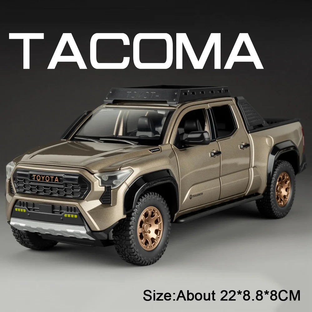 1:24 Tacoma Alloy Diecast Model Toys Cars Sound Light Pull Back Doors Opened Miniature Off-road Vehicles Decorations for Friends