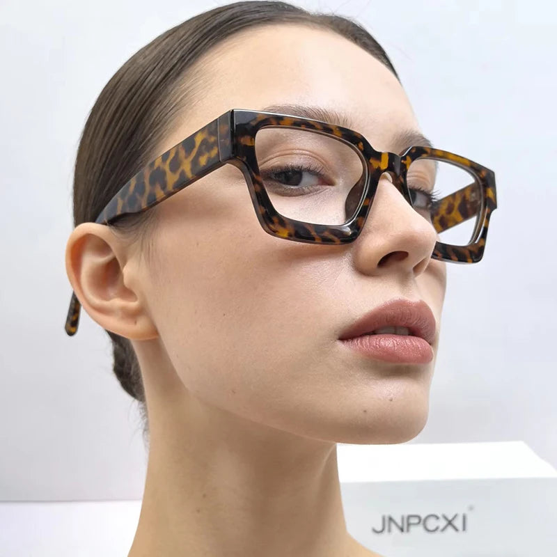 JNPCXI Vintage Glasses Frame Men Women Square Computer Frame Eyewear Blocking Glasses Optical Spectacle Eyeglass