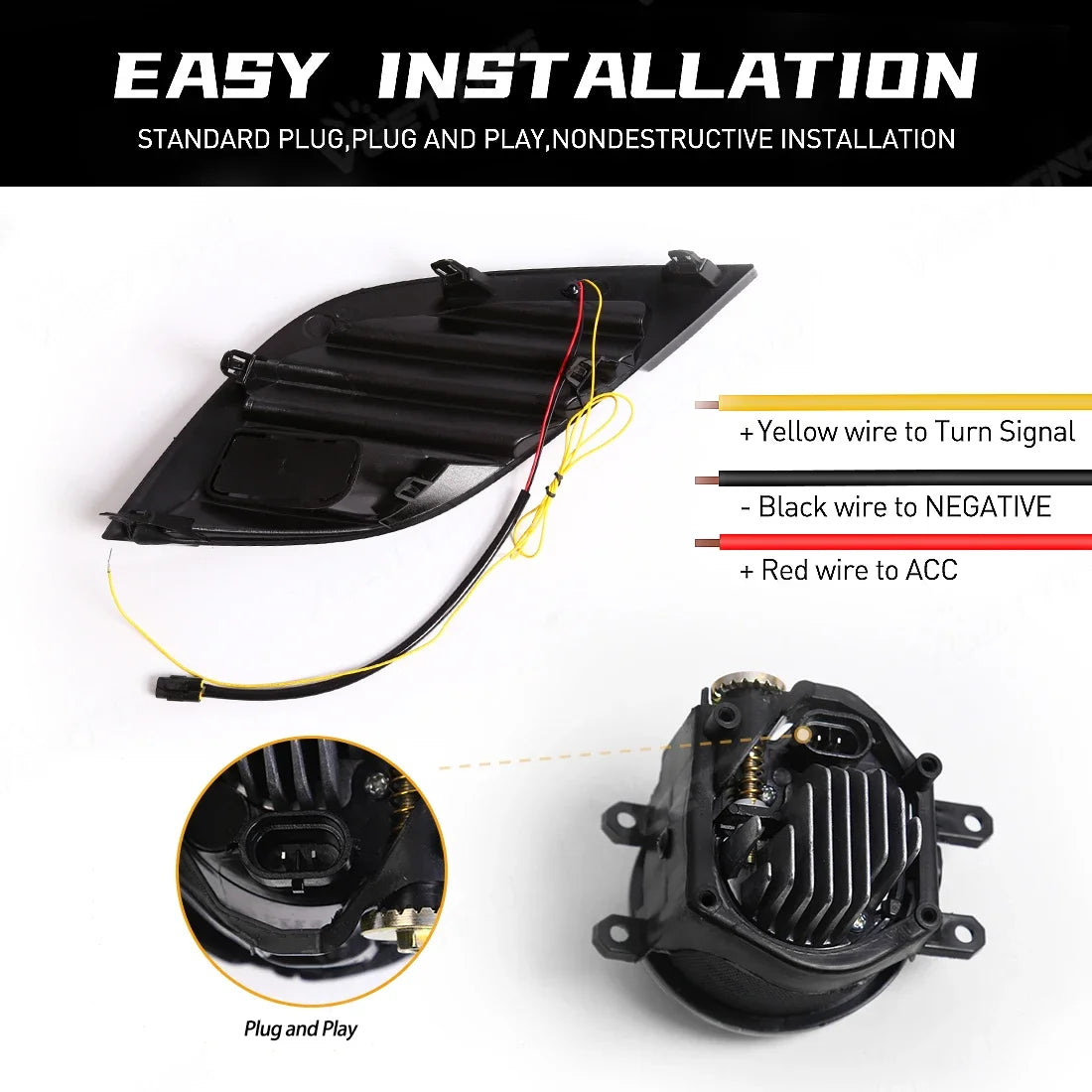 For Toyota Camry SE XSE 2018 2019 2020 8th DRL Fog Lamps LED Daytime Running Lights Front Bumper Daylights Turn Signal Lamps 12V