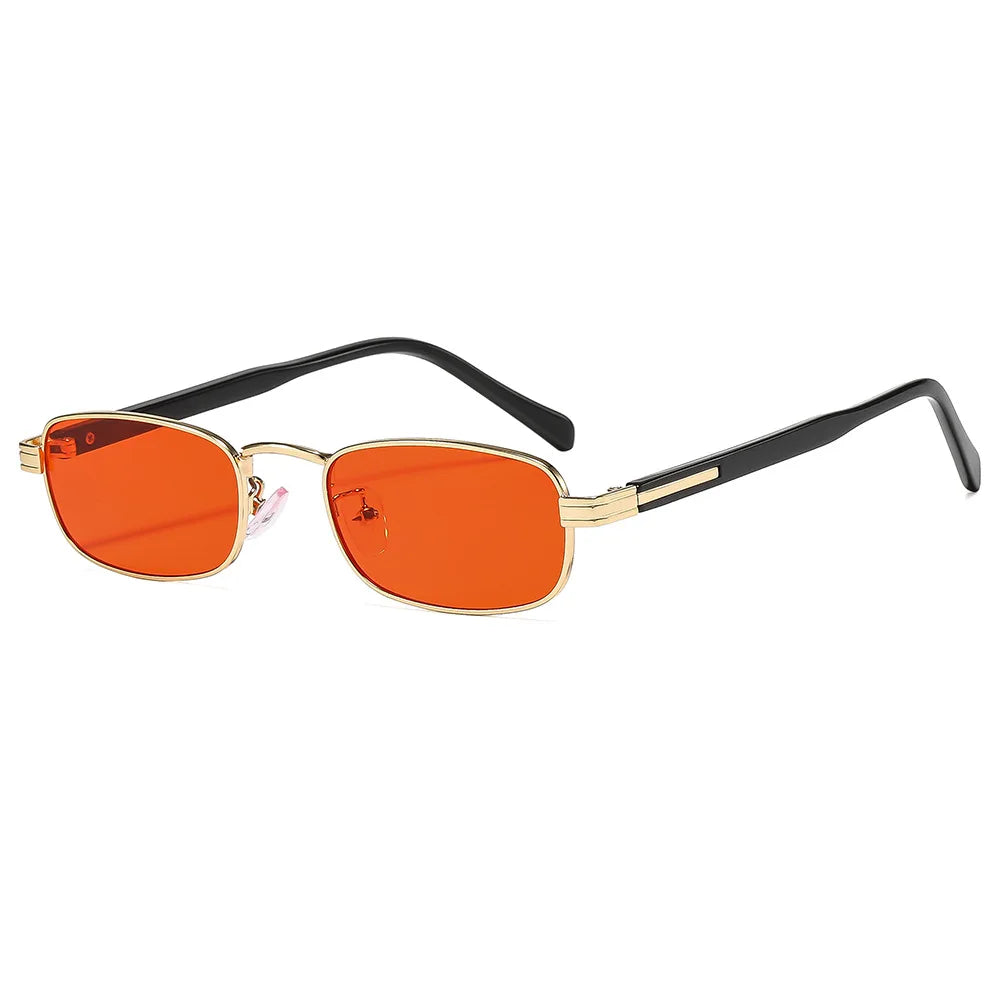 JNPCXI New Metal Rectangle Women Sunglasses Fashion Gradient Black Tea Shades UV400 Men Punk Sun Glasses