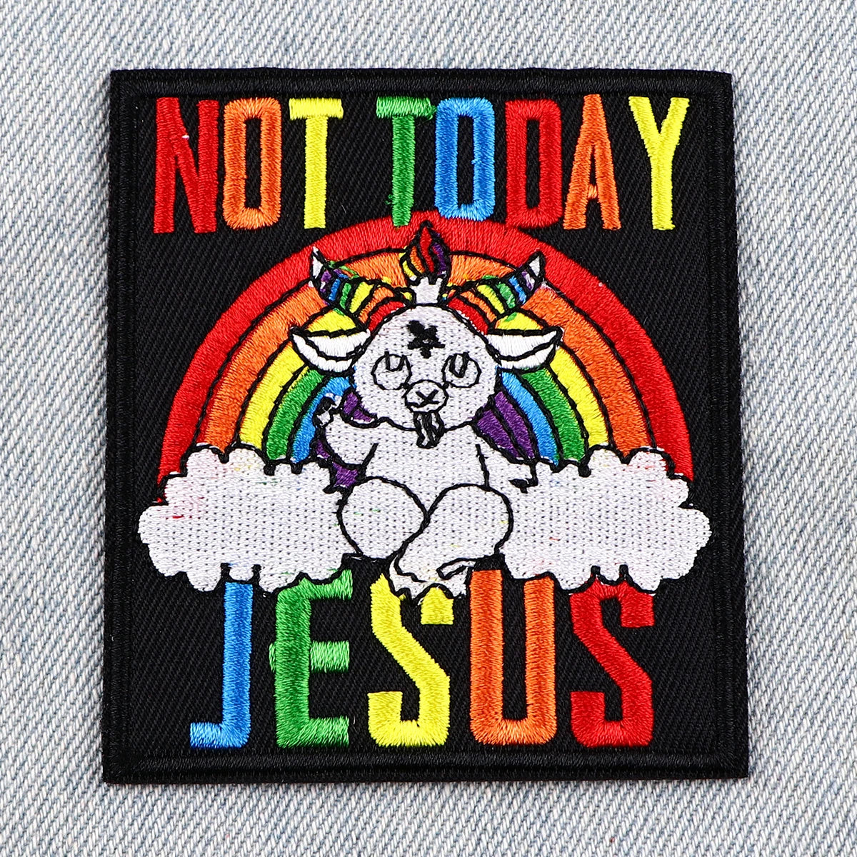 Rainbow Patch Iron-On Patches For Clothing Stickers Jesus Embroidered Patches On Clothes DIY Clothes Stripes
