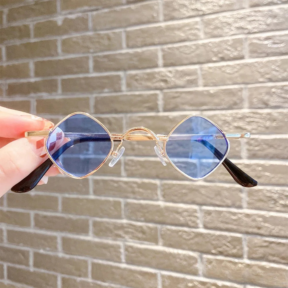 2pcs Children's Sunglasses Boys and Girls Retro Metal Square Frame Prince Glasses Baby Fashion All-Match Catwalk Show Sunglasses