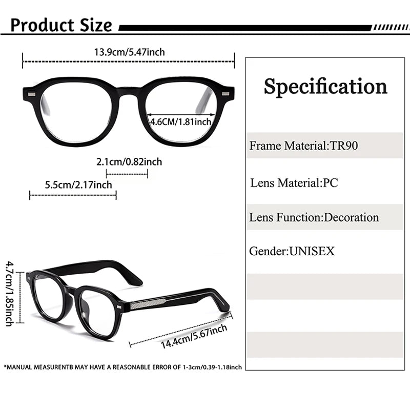 CATERSIDE Simple Men's Eyeglass Frame High-Quality Acetate Temple Tips Glasses Women's Anti Blue Light Optical Eyeglass Frame