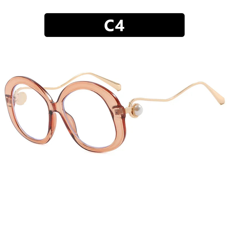 JNPCXI Vintage Round Women Luxury Sunglasses Fashion Pearl Design Glasses Frames UV400 Female Spectacles Frame