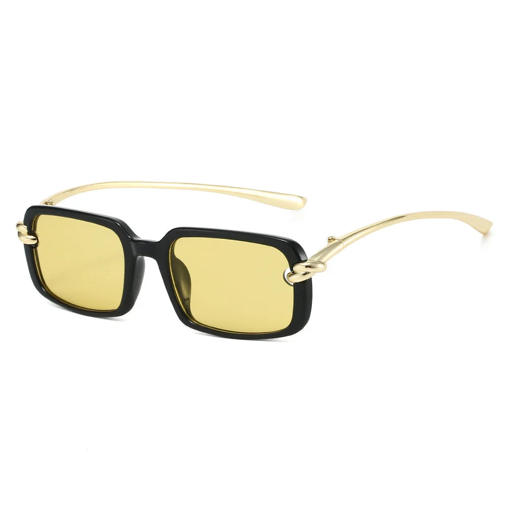 JNPCXI New Fashion Rectangle Sunglasses Women Clear Black Orange Trending Punk Shades UV400 Men Sun Glasses