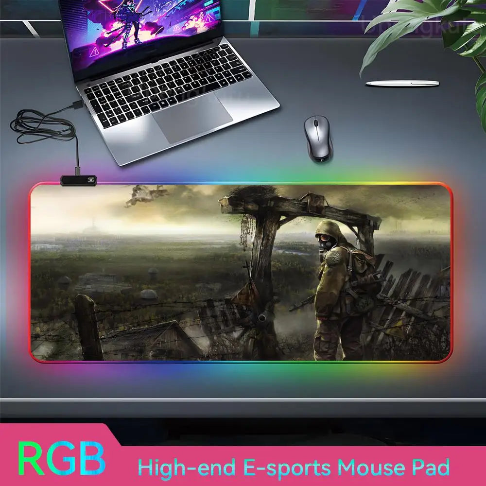 Stalker2 PC Mouse RGB 3mm Rubber Mouse Pad LED Lamp Desk Anime Keyboard Mat 8