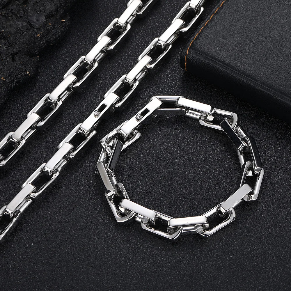 Stainless Steel Coarse Choker Chain, Men's Plated Gold Fashion Bracelet Jewelry