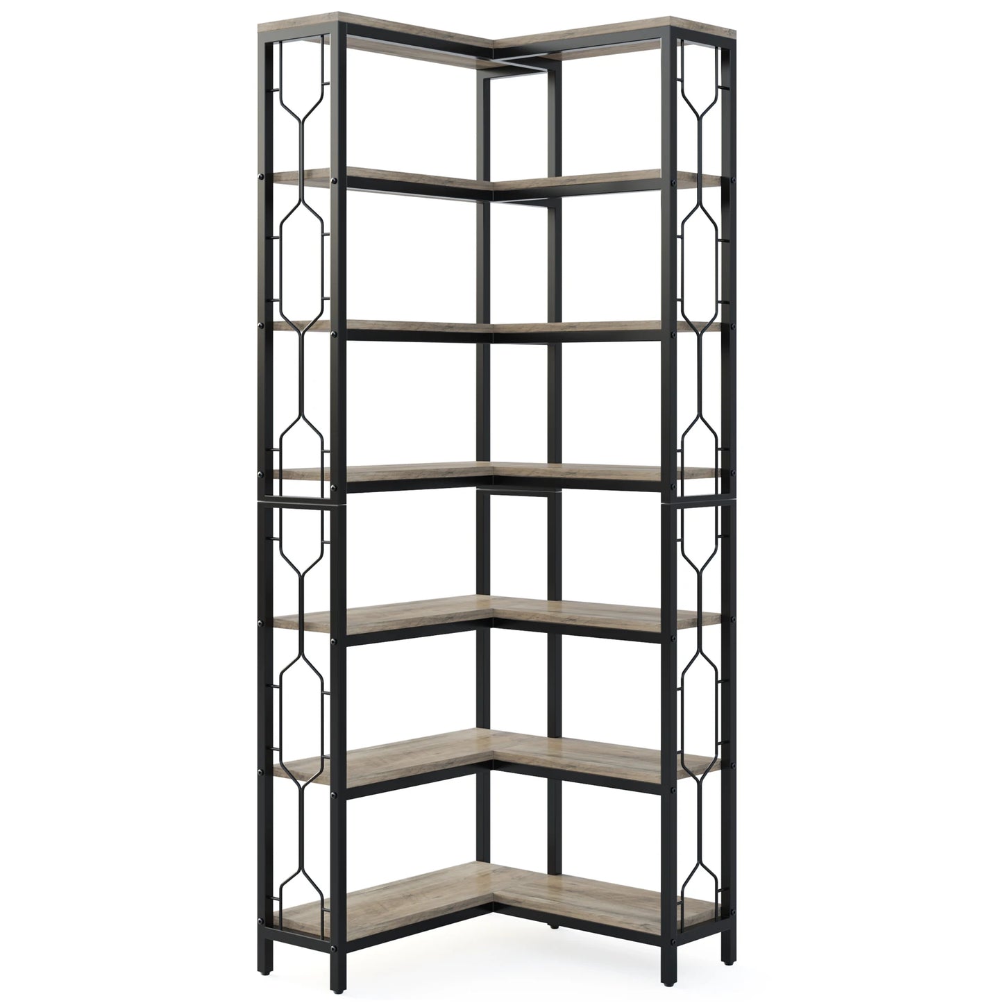 Tribesigns 7-Shelf Corner Bookshelf, Modern Corner Bookcase, 7-Tier Tall Shelf